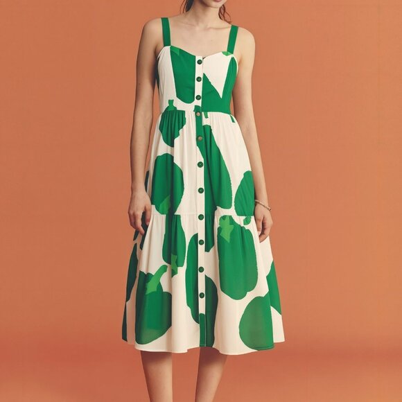 New York & Company Bold Novelty Pepper Button Down Maxi Dress Size MEDIUMMEDIUM - Picture 3 of 3